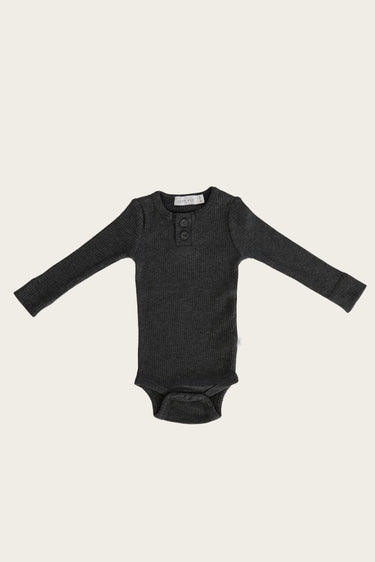 Jamie Kay Organic Ribbed Bodysuit, Dark Grey Marble